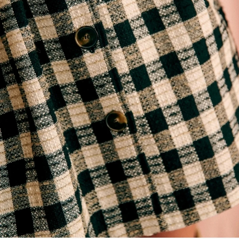 Nwt! Sezane Delfina Dress Black And White Checks Wool/alpaca/mohair - Picture 3 of 13